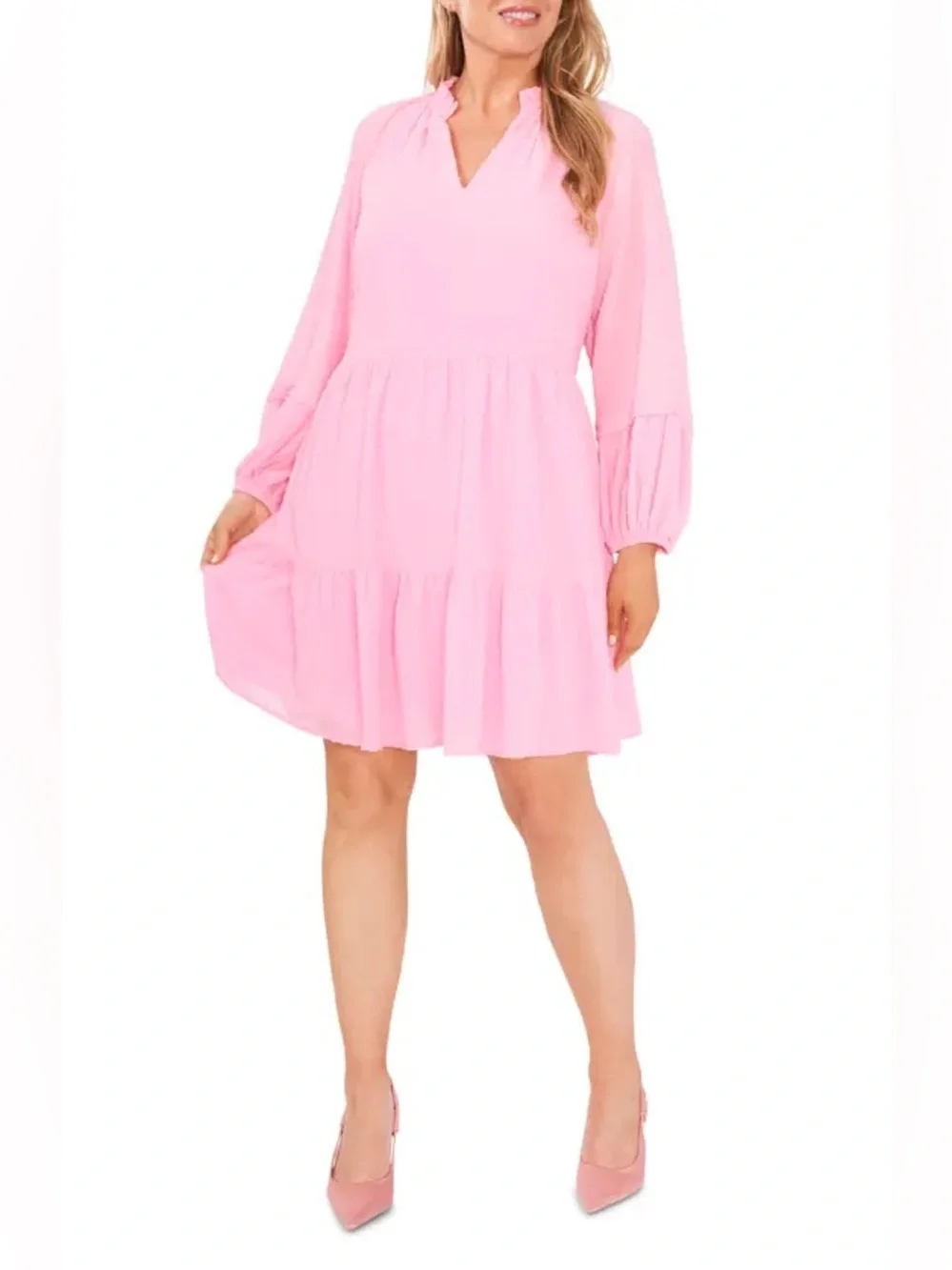 Cece Pink Clip Dot Babydoll Dress 3X - Picture 1 of 4